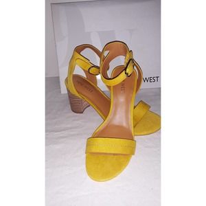 NIB Nine West Yellow SINDIE Block Heel Sandals 6M